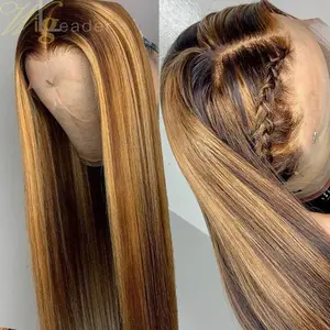 Wigleader Preplucked Human Hair Lace Front Wig Highlight Straight 180% 13X6 Lace Frontal Wigs Curly Lace Frontal Wigs Swiss Lace WIGLEADER