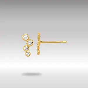 14K Gold Madi K 4-CZ Bezel Set Post Earrings Model-SE2549