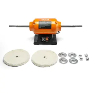 VEVOR 1/2HP Bench Buffer Polisher, 8-inch Bench Polishing Buffing Machine, 1725RPM/3450RPM Dual Speed Benchtop Polisher with 2PCS Cotton Wheels Cast Iron Base for Metal, Jewelry, Wood Polishing