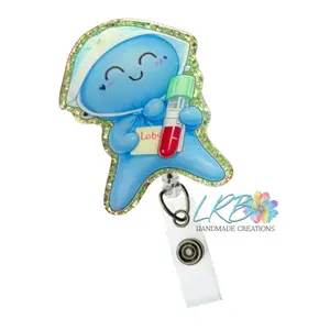 Glove Buddy Lab Badge Reel – Handmade Balloon Glove Doll ID Holder, Made to Order Retractable Badge Clip, Gift for Nurses, Healthcare Workers, Lab Techs
