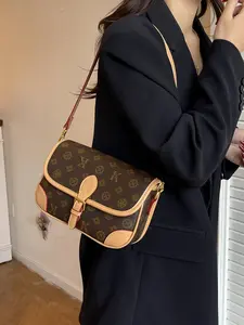 Women's Commuter Shoulder Crossbody Bag, Fashionable Trendy Small Square Satchel, Vintage Floral Wide Strap Underarm Purse, Classic Shoulder Bag