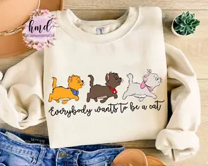Cute D.ney The Aristocats Everybody Wants To Be A Cat Shirt Magic Kingdom Wdw Holiday Unisex T-shirt Family Birthday Gift Adult Tee Comfort Cotton