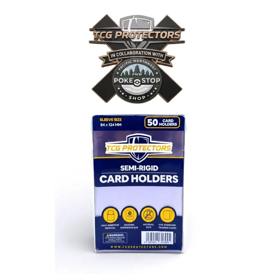 TCG Pro x PNW Pokestop Shop Collab Card Protectors Hard Plastic Semi-Rigid Top Loaders, Premium Trading Card Accessories (50 Count)