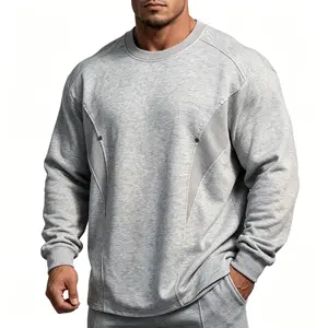 Men's Soft Cotton Blend Crewneck Light Sweatshirt - Loose Casual Athleisure, Athleisure Street Fit - Casual Workout Tops (Grey Hoodie)