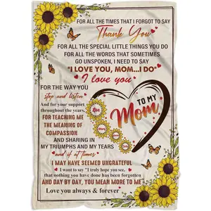 To My Mom Fleece Blanket, Mom Gifts from Daughter Son, Gift for Mother-in-law Grandma, Bonus Mom Stepmom Present, Mom Soft Blanket for Sofa Couch Travel, Mothers Day Birthday gif