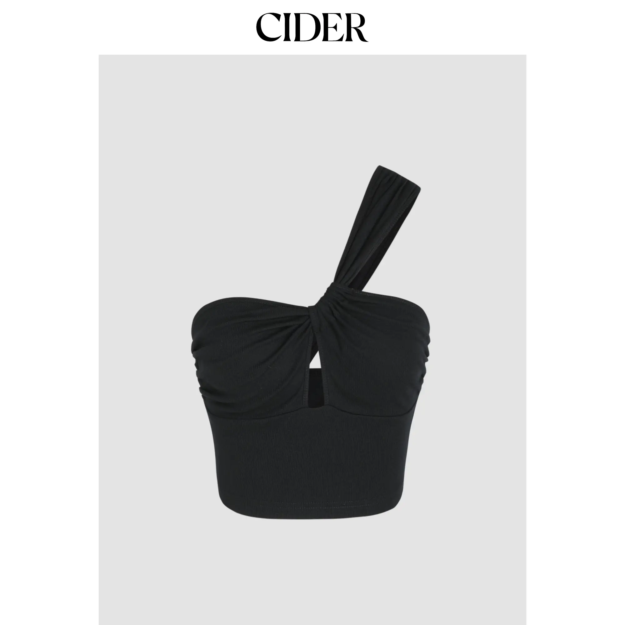 Cider [3 colors, size 2-10] Asymmetrical Halter Cut Out Crop Top