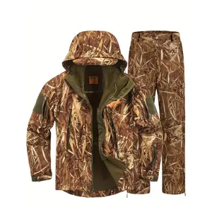 Mens Quiet Camouflage Hunting Suit Waterproof Hunting Jacket and Pants for Deer Duck Bow Hunting Outdoor Hunting Activities Durable Comfortable Hunting Clothes