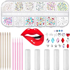 377 Pieces Tooth Gem Kit - Jewelry Kit DIY Artificial Crystal Reflective Tooth for Halloween Christmas  (Bright Style)