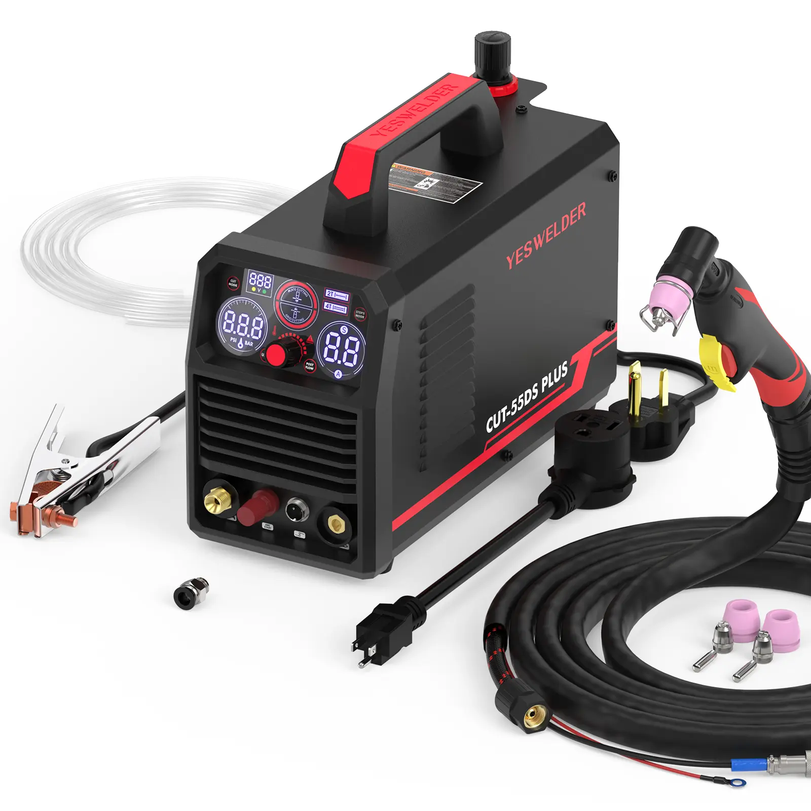 YESWELDER CUT-55DS-PLUS 110/220V 55Amp Non-Touch Pilot Arc Air Power, Rust/Paint Removal, Plate/Grid Cutting Tool YESWELDER CUT-55DS-PLUS 110/220V 55Amp Non-Touch Pilot Arc Air Power, Rust/Paint Removal, Plate/Grid Cutting Tool