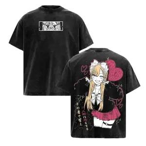 Marin Kitagawa Vintage Washed Oversized T-Shirt, My Dress Up Darling Kawaii Waifu Anime Girl Graphic Tee, Cosplay Streetwear for Fans Crewneck Stylish