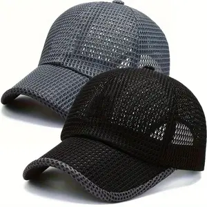 2pcs Men's Summer Outdoor Leisure Sunscreen Fishing Hat Breathable Mesh Baseball Hat Duck Tongue Hat Outdoor Fishing Cap Sun Visor Cap