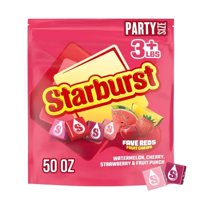 STARBURST Fruit Chews Candy - FaveREDS STARBURST Candy Bulk, Individually Wrapped, Party Size Bag, 50 oz, Pack of 1