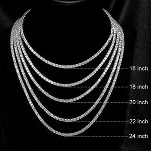 New Classical 4MM Tennis Chain Necklace Men Fashion Rhinestone Hip-Hop Jewelry Men Women 18/20/24inch Choker Party Gift