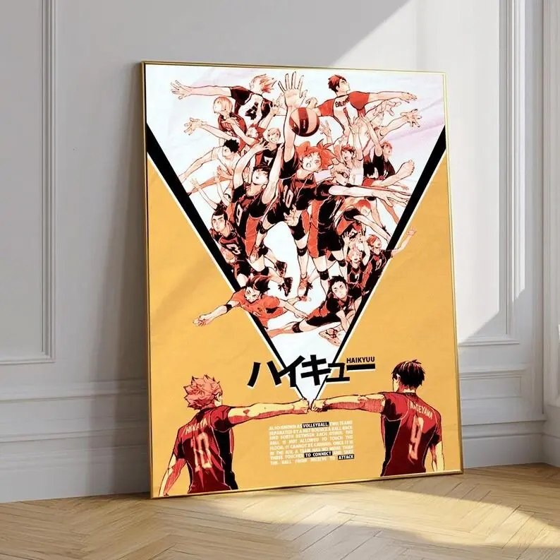 Haikyuu Anime Poster - Hinata & Kageyama Volleyball Team Art N03, Home Decor Wall Art with Mount Option, Premium Paper Print
