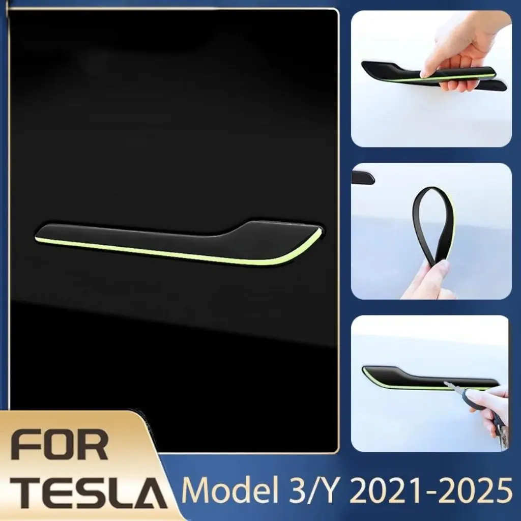 For Tesla Model 3/Y Door Handle Stickers – Night-Lighting Anti-Scratch Exterior Protection Sticker for Cars Car Decals Car Accessories