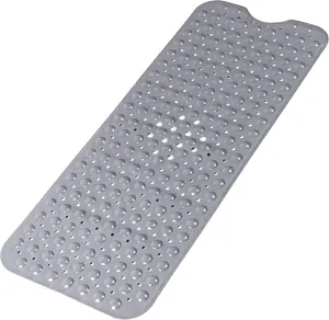 [New Deal] Large Non Slip Bathtub Mat, Machine Washable Shower Mats with Suction Cups and Drain Holes, Bath Tub Mats for Bathroom Non Slip, Grey
