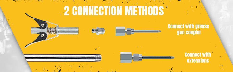 1 set Grease Gun Accessory Kit, 90 Degree Coupler,  Grease Injection Needle with Cap,Needle Nozzle, for Hard to Reach Grease Zerk Fittings