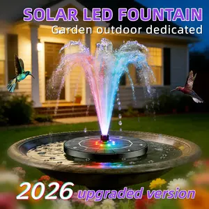 Montions 2026 Solar Fountain 3.5W 8 LED Lights 7 Nozzles 4 Rods for Garden Patio Pond Fish Tank Outdoor Garden Light Up Magic Auto Shut Off Easy Clean