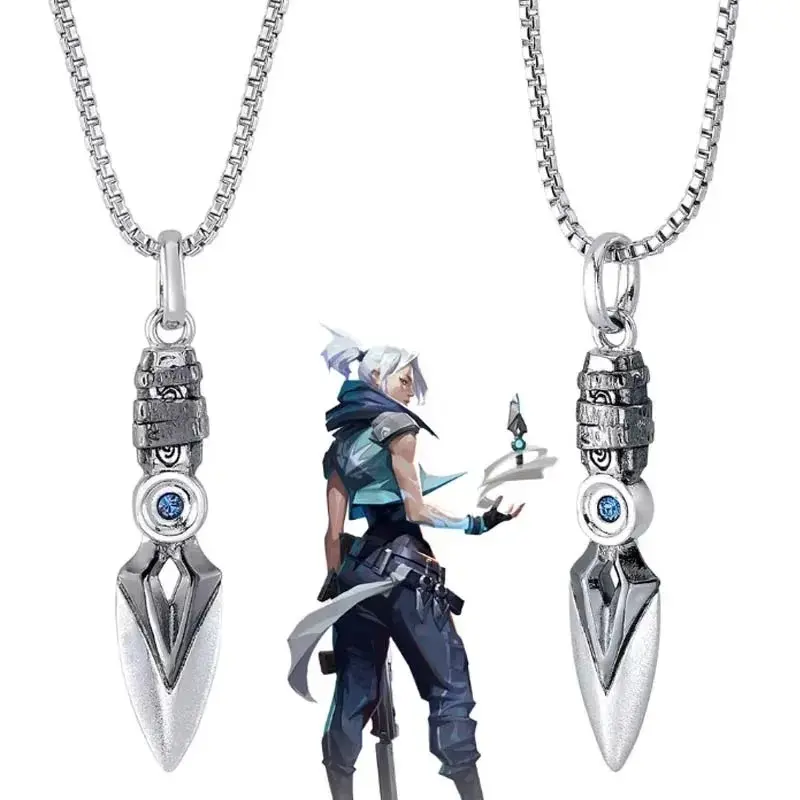 Gamer Valorant Jett Knife Necklace for Women Men Fashion Gamer Jewelry Accessories Knife Pendant Necklace Gift for Her