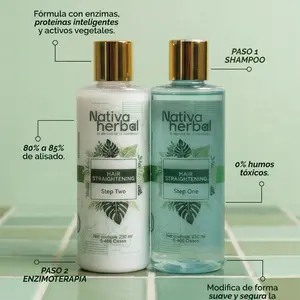 Nativa Herbal Organic Keratin Hair Relaxer Home Kit, 250ml (8.45oz) White Haircare Treatment