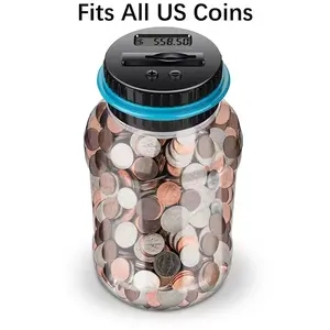 Digital Counting Money Jar for Kids, Cash Coin Jar, Cash Saving Box, Penny Bank Toy, Digital Piggy Bank, Electronic Piggy Bank, Holds over 800 Pennies, Ideal Gift for Christmas & Halloween, Battery-Powered