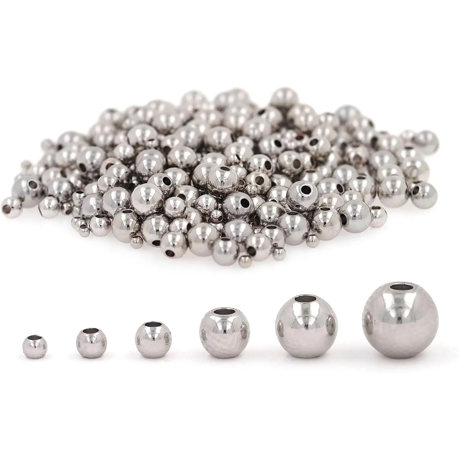 500 count  Filled Spacer Beads That Do Not Fade Easily Smooth Round Beads Seamless Ball Beads Brass Loose Beads Metal Beads for DIY Necklace Bracelet  Making (-2mm)
