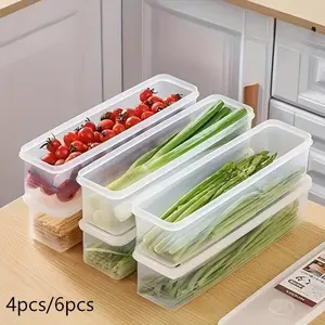 4-6pcs Transparent Food Storage Containers with Lids, Stackable Kitchen Organizer for Cilantro, Ginger, Garlic, Noodles, Eggs, Essential Kitchenware