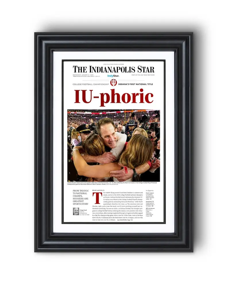 [Unframed] 2026 Indiana Football “IU-phoric” Curt Cignetti CFP Finals Champions vs Miami  Poster