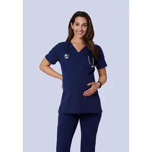 Maternity One Pocket Top Navy mandala scrubs