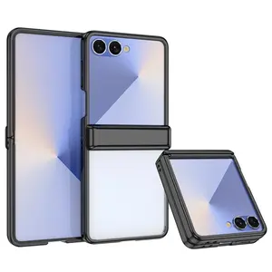 Fin Electroplated Clear Cover for Samsung Galaxy Z Flip 7 fe 6 5 Flip7 Flip6 Phone Case with Hinge Protective