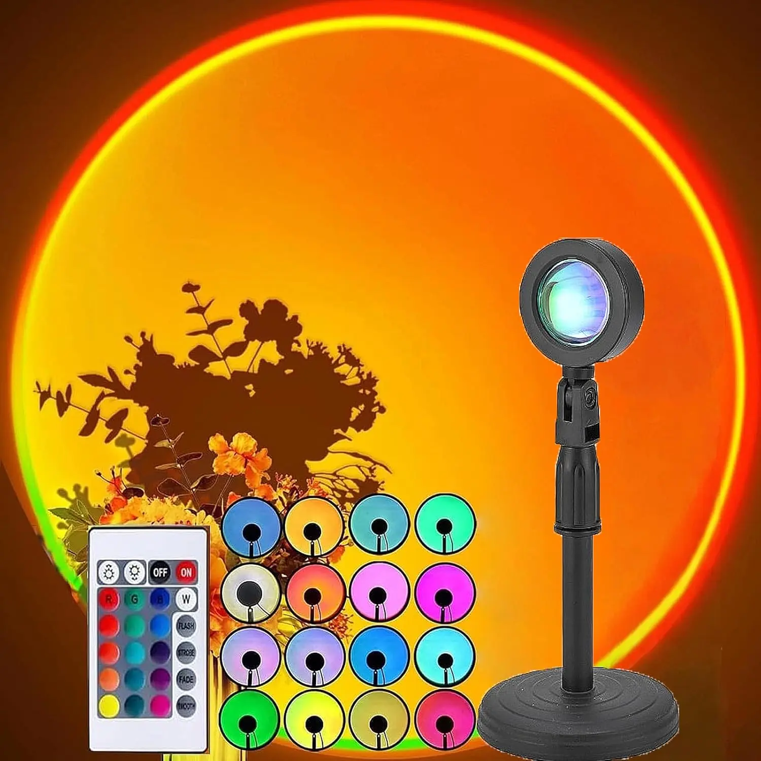 RGB- 180° -Rotatable LED -Projection Lamp with Remote Control, 4 Lighting Modes Dimmable Neon LED- Lights, Lights for Bedroom Home Wall Decor & Gift