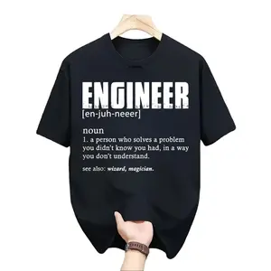 Casual Humorous, Men's T-Shirt, Engineer Definition Quote Graphic, Summer Daily Wear, Gift For Engineer Or Tech Enthusiast