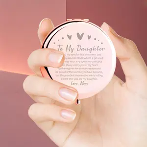 Portable Makeup Mirror, 1 Count Folding Handheld Mirror with Engraving, Compact Mirror for Women, Daily Holiday Birthday Gift for Grandparents, Mothers, Friends, Sisters, Travel Makeup Mirror