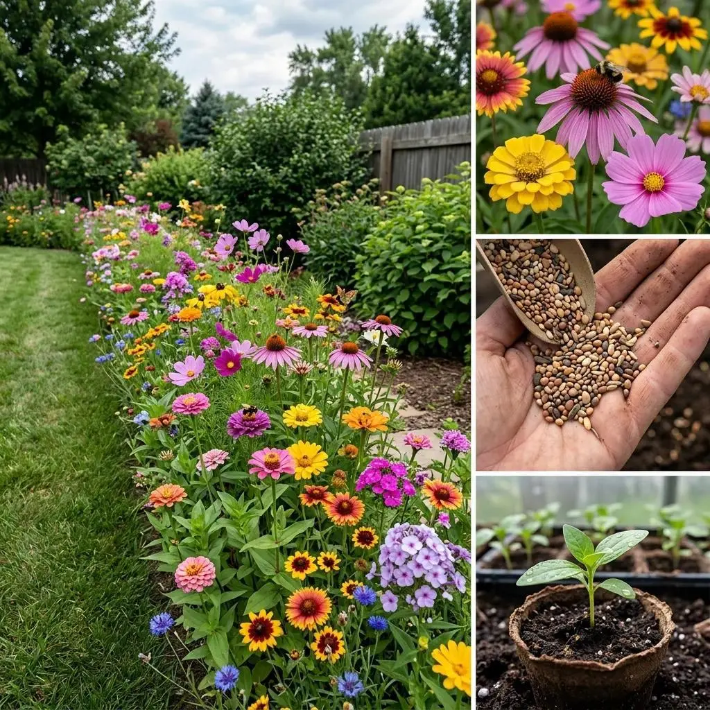 1100 Pollinator Mix Flower Seeds - Drought-Res., Nature-Insp., Landscape-Enh. Outdoor Garden Decor for Home Improvement Garden Supplies