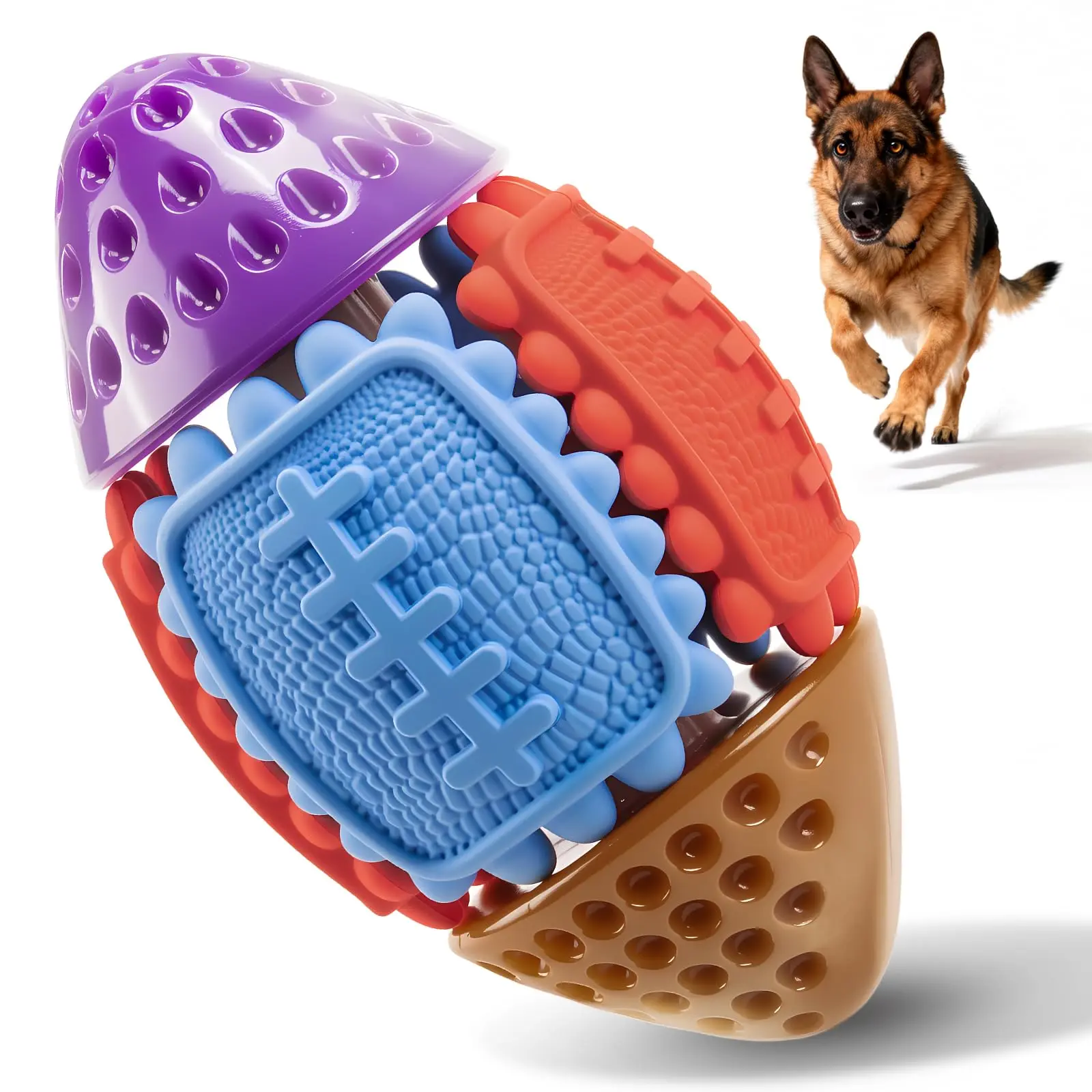 Apasiri Interactive Bacon Flavor Nylon & Rubber Puzzle Ball Dog Toy, Multi-color, 1 count