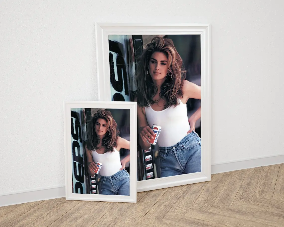 Pepsi Poster Print - Cindy Crawford | Iconic Print | Luxury Poster | Fashion Poster | Wall Art | Vintage Print | 80's | Photography Print
