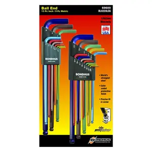 Bondhus ColorGuard Finish Ball End L-Wrenches, 22-Piece Double Pack (Metric/Inch Sizes: 1.5mm-10mm, .050"-3/8"), Rust-Proof X-Long Hand Wrenches for Tools & Hardware Use