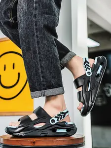 Men Women Futuristic Fluid Design Chunky Slides, Waterproof Durable EVA Non-Slip Beach Sandals, Adjustable Buckle Two-Way Wear Double Strap Stable Fit Casual Slippers for Outdoor Travel