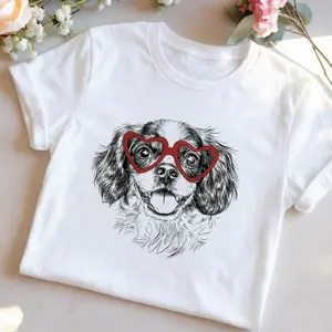 Dogs With Glasses Unisex Light Grey T-shirt S-5XL Comfortable Fittable Soft Cotton Tee for Pet Lovers Casual Summer Essential