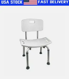 8 Height Bath Bench Shower Chair Stool Heavy Duty Shower Tub Chair W/ Back