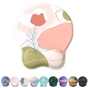 Mouse Pad Wrist Support, Ergonomic Gel Mouse Pad with Wrist Rest, Comfortable Computer Mouse Pad for Laptop, Pain Relief Mousepad with Non-Slip PU Base