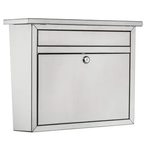 Durable Maya Galvanized Steel Wall-Hanging Mailbox, Silver, 6.38x15.79x13.23 in, 9.08 lbs, Creative Home Organizer Storage Holder for Home Supplies