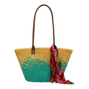 Patricia Nash Calypso Woven Straw Tote with Scarf
