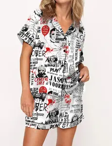 Horror Halloween Gift, Pajama Set Satin For Women, Spooky Season, Fall Shirt, Halloween Shirt, Coquette Ghost Pjs