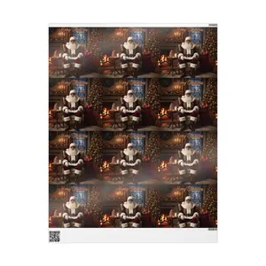 Vintage black Santa Wrapping Paper | Christmas Holiday Paper