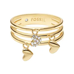 Fossil Women's Sutton Heartbeat Gold-Tone Brass Prestack Ring, JA7304710