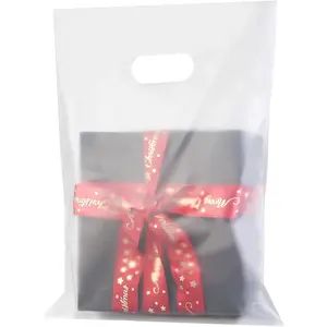 100 Pack Clear Plastic Bags, 9"x12" Merchandise Bags With Die Cut Handles for Retail, Small Business, Boutique Stores, Gifts