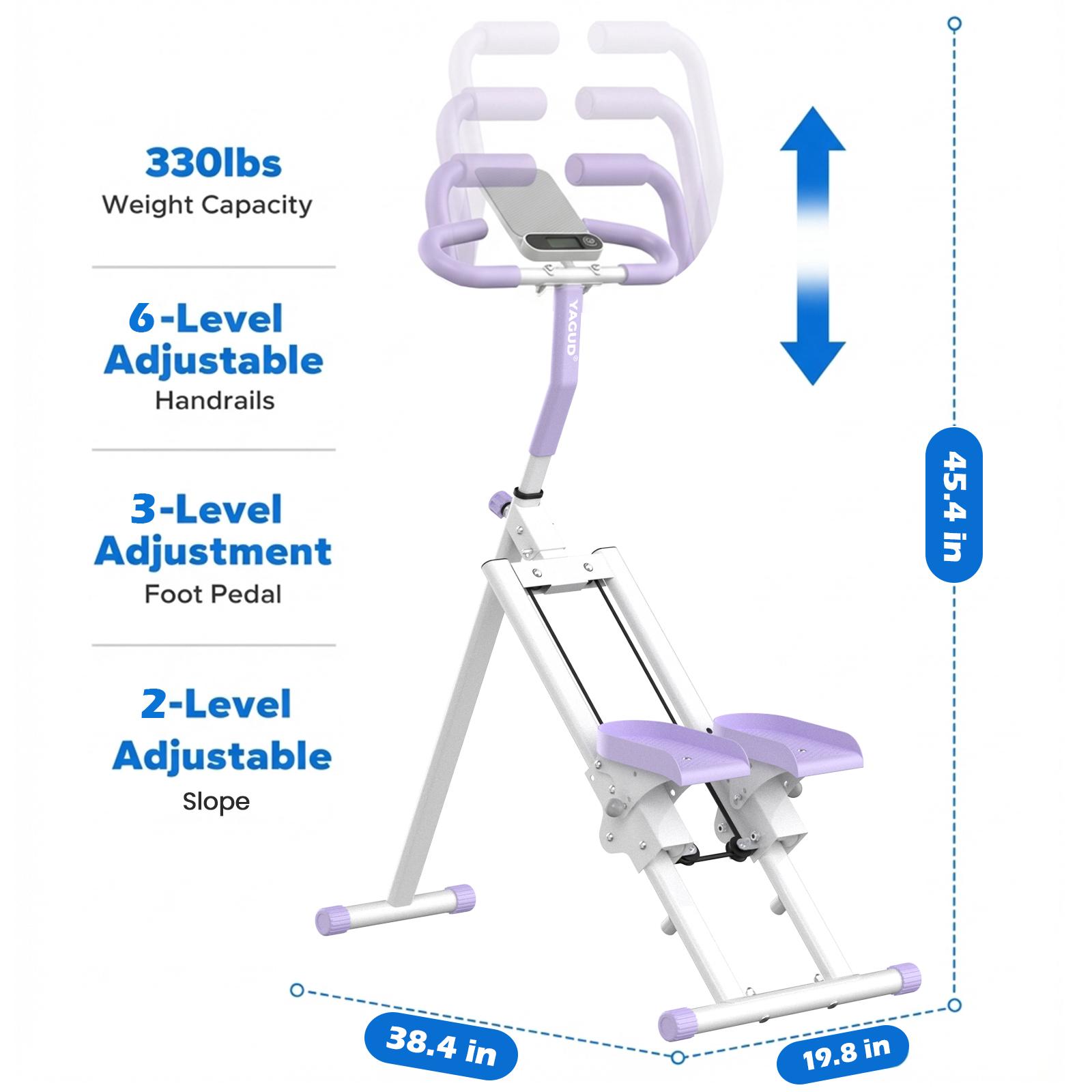 Yagud Stair Stepper for Home Gym Exercise, New Version Stairmaster ,Compact Folding Stair Climber with Extended Step Range, Adjustable Handlebar/Pedal, Purple