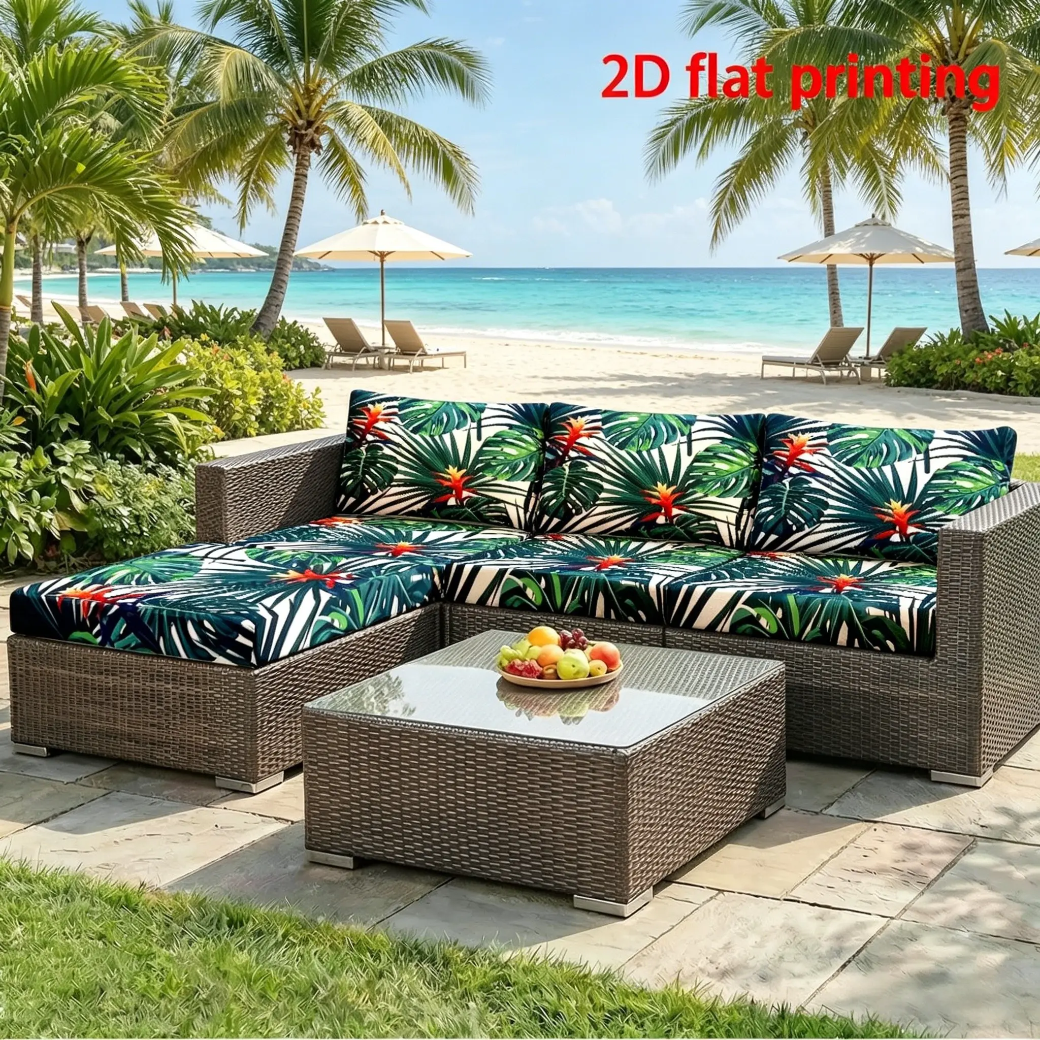 JIT 1/2/4/6/8/10/12pcs Sofa Seat Cushion Cover, Fashion Digital Print, Easy to Remove and Machine Wash, Elastic, for Garden, Park, Indoor and Outdoor