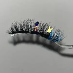 NuNu Conejita Color Themed Eyelashes with Glitter & Rhinestones, Unique Glamorous Lashes for Flawless Eye Makeup - Cosmetic natural lash extension